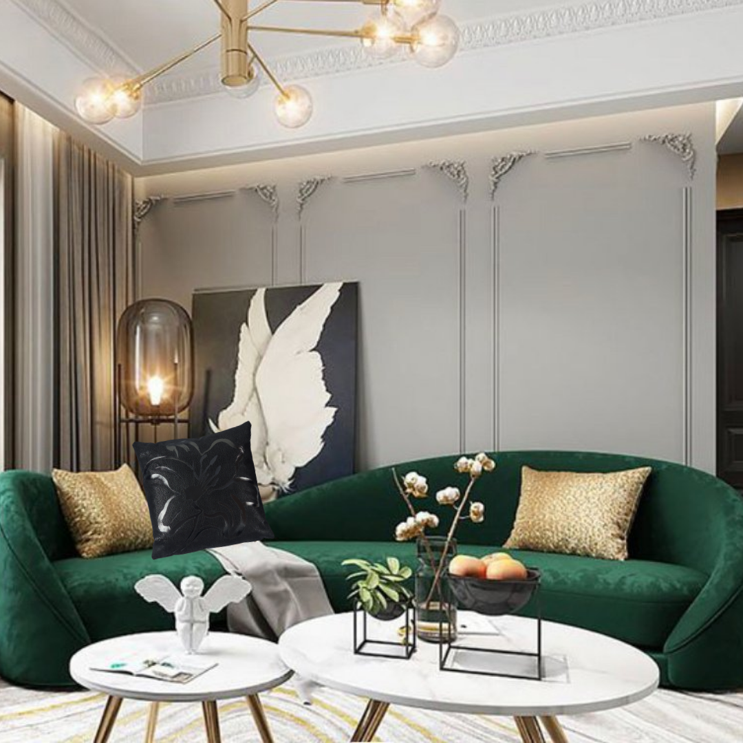 BLACK LILY THROW PILLOW 17X17